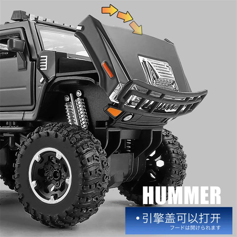 Brinquedo de Metal Modificado Polícia Off-road Veículos Modelo de Carro Som e Luz Presente para Crianças - 1/28 Hummer H2 6*6 Tyre Alloy Car Model Diecasts Metal Toy Modified Police Off-road Vehicles Car Model Sound and Light Kids Gift