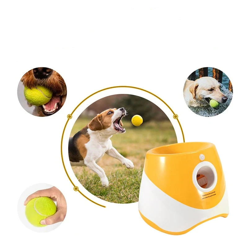 Lançador de bolas para cães, brinquedo automático para cães de estimação, lançamento interativo divertido, catapulta recarregável