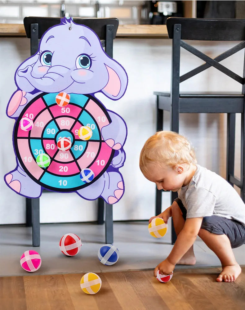 Brinquedos Montessori para crianças de 2 a 4 anos de idade - Child Montessori Toys for Kids 2 to 4 Years Old Cartoon Animal Dart Board Sticky Ball Family Interactive Educational Toys Baby