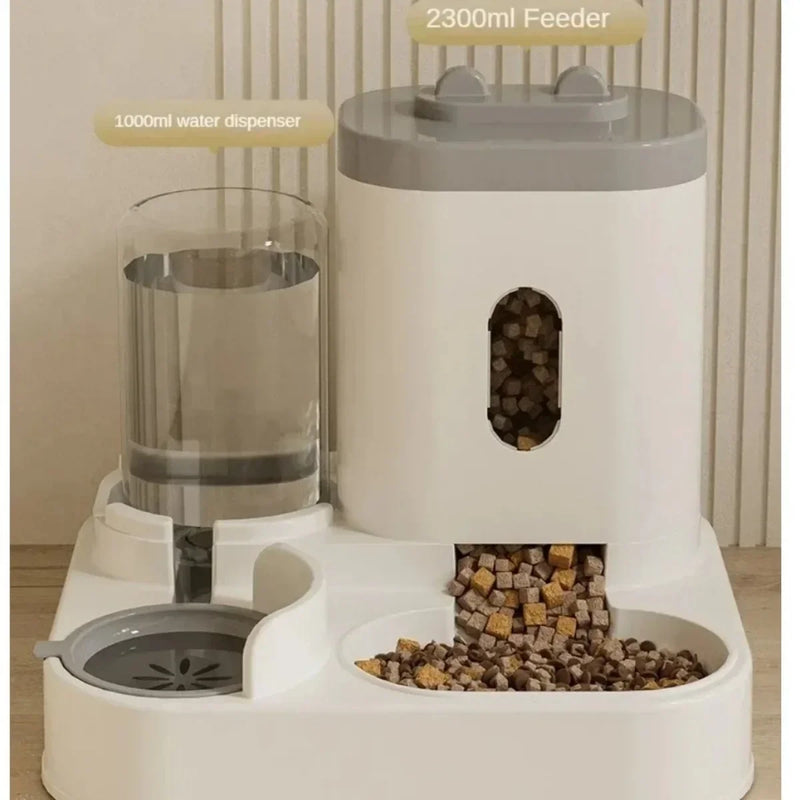 Alimentador automático para gato e cachorro, fonte para animais de estimação, grande, armazenamento de alimentos, tigela com dispensador de água, recipiente, filhotes, animais de estimação, gatinhos, acessórios