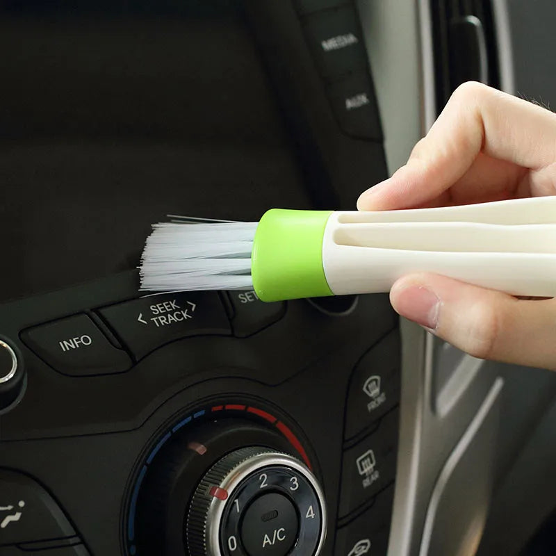 Espanador 2 em 1 para o carro - Car Air-Conditioner Outlet Cleaning Tool Multi-purpose Dust Brush Car Interior Multi-purpose Brush Car Grille Cleaner Brush