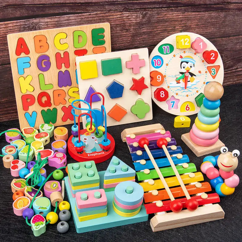 Brinquedos de madeira Montessori 3 anos menino menina - Montessori Wooden Toys 3 Years Boy Girl  Baby Development Games Wood Puzzle for Kid Educational Learning Toy  for Baby 1 2 Years