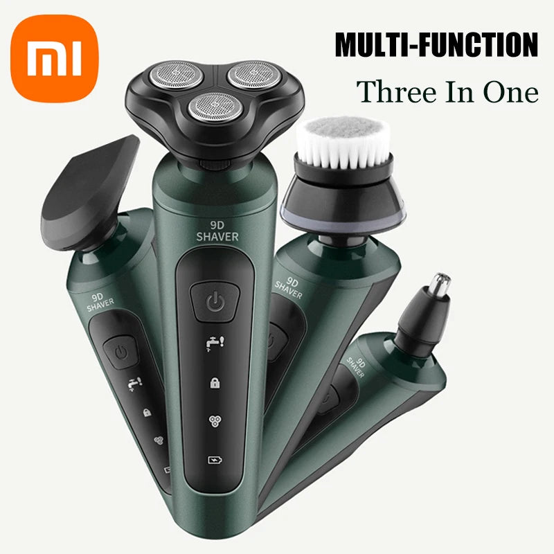 Barbeador Elétrico para Homens Aparador Elétrico À Prova D'Água - Xiaomi Electric Shaver for Men Waterproof Electric Trimmer Razor Wet Dry Use Rechargeable Battery Rotary Shavers Machine shaving