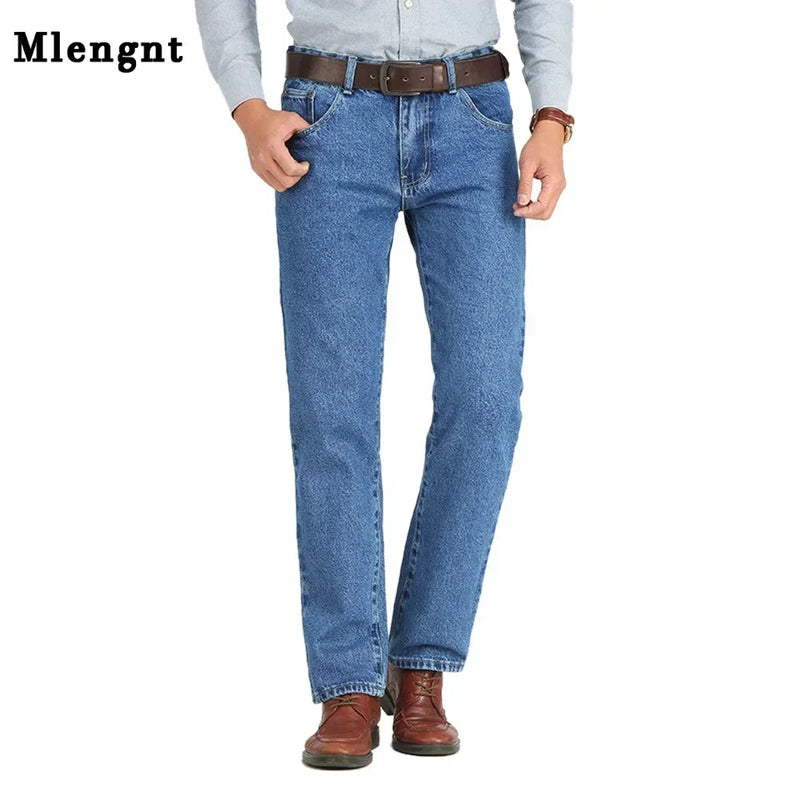 Calça Jeans Masculina Negócios Clássico - Men Business Jeans Classic Spring Autumn Male Cotton Straight Stretch Brand Denim Pants Summer Overalls Slim Fit Trousers 2024