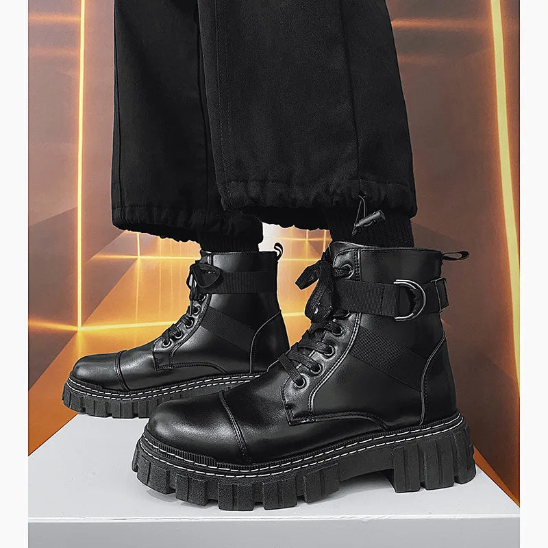 Bota Masculina - Brand Design 2022 Autumn and Winter Men Shoes High-top British Style Trend Motorcycle Leather Boots New Tooling Boots Men Boots