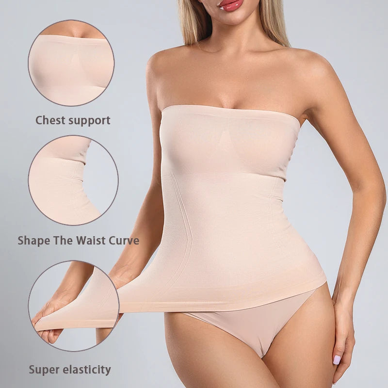 Body Feminino modelador - Strapless Shortie Tummy Control Seamless Hipster Sculpt Body Women's Corset Shapers Bodysuits