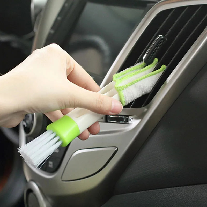 Espanador 2 em 1 para o carro - Car Air-Conditioner Outlet Cleaning Tool Multi-purpose Dust Brush Car Interior Multi-purpose Brush Car Grille Cleaner Brush