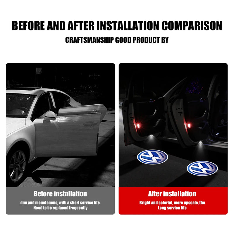 Luz decorativa para porta de carros Volkswagen VW - Volkswagen VW Lavida Touran Caddy Beetle Golf Bora 2PCS Led Car Door Welcome Lamp Wireless Laser Projector Logo Night Light