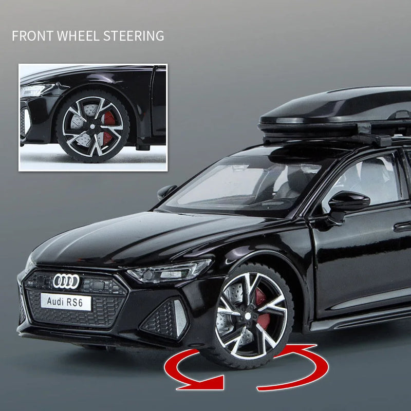 Audi RS6 com som, luz, portas abertas, liga fundida 1:32 - Audi RS6 Toy Car Model with Sound Light Doors Opened Alloy Diecast Model Vehicle Collection Toy for Boy Adult Festival Gift