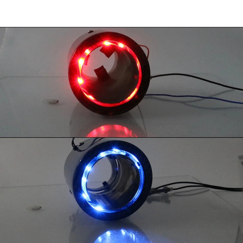 Escapamento de fibra de carbono modificados para carro, universal e com LED vermelho/azul flamejante luminoso 63-65mm.