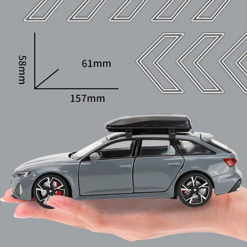 Audi RS6 com som, luz, portas abertas, liga fundida 1:32 - Audi RS6 Toy Car Model with Sound Light Doors Opened Alloy Diecast Model Vehicle Collection Toy for Boy Adult Festival Gift