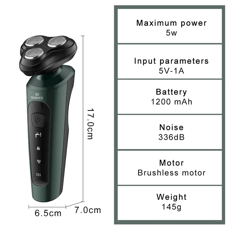 Barbeador Elétrico para Homens Aparador Elétrico À Prova D'Água - Xiaomi Electric Shaver for Men Waterproof Electric Trimmer Razor Wet Dry Use Rechargeable Battery Rotary Shavers Machine shaving