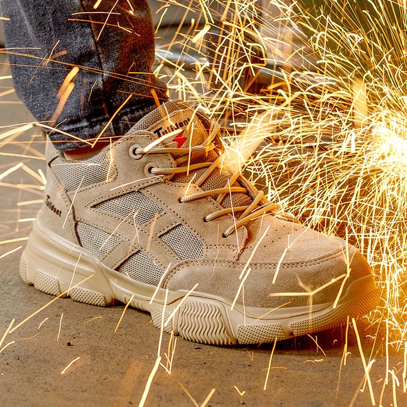 Calçados de segurança masculinos com biqueira de aço - Safety Shoes Men With Steel Toe Cap Anti-smash Men Work Shoes Sneakers Light Puncture-Proof Indestructible Shoes Dropshipping