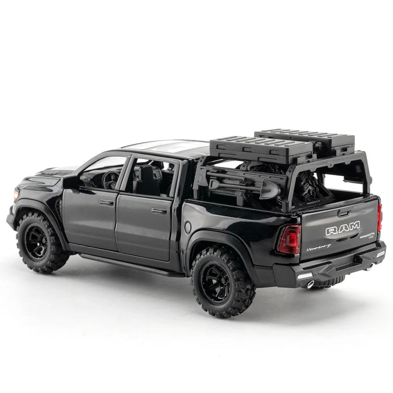 DODGE Mammoth 1000 TRX Alloy Pickup Car Modelo (escala 1:32) Diecast Metal Off-road Vehicle Modelo Simulação de Som e Luz.