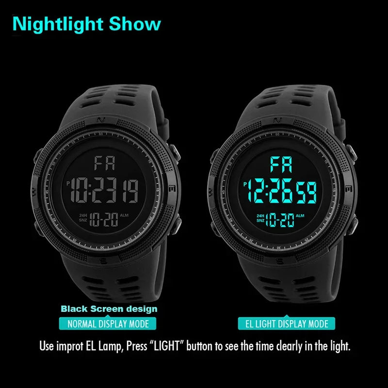 Relógio de pulso esportivo militar masculino multifuncional - YIKAZE Y01 Military Men Sports Wristwatch Multifunction Men's Digital Watches Waterproof Clock Student Electronic Watch for man